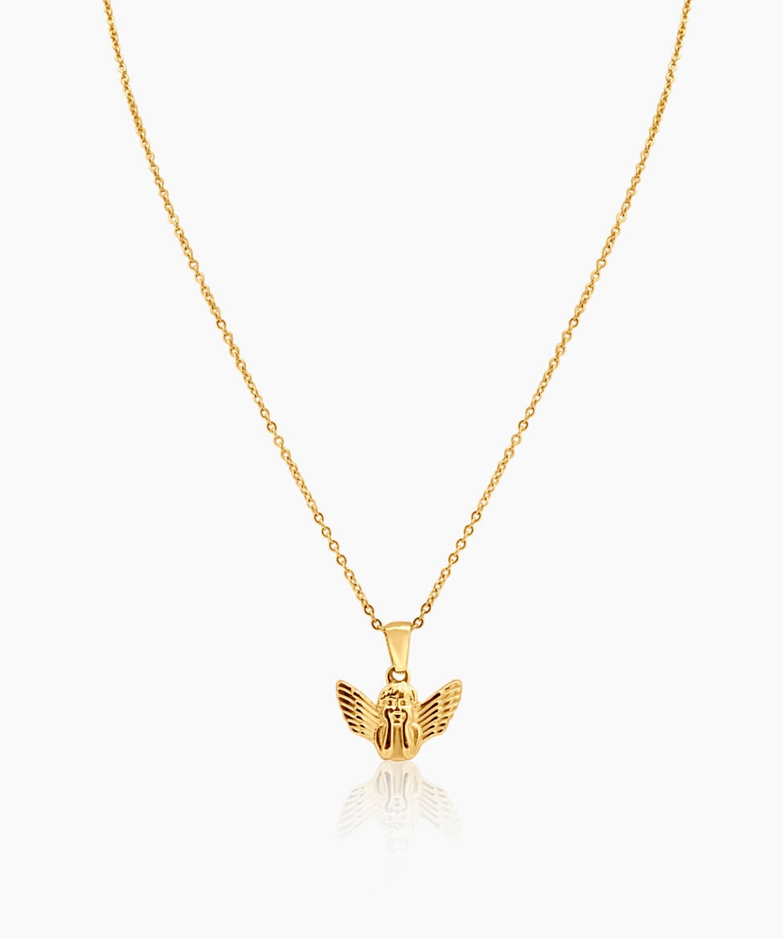 Angel Pendant Necklace - 14K Gold Plated Angel Necklace, Guardian - Women,  Girl