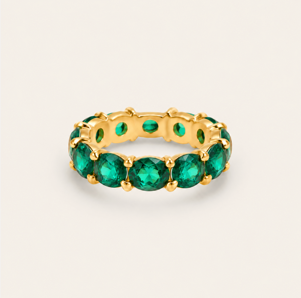 Green Emerald Ring 18K Gold Hypoallergenic Gifts for Her Anniversary Jewelry
