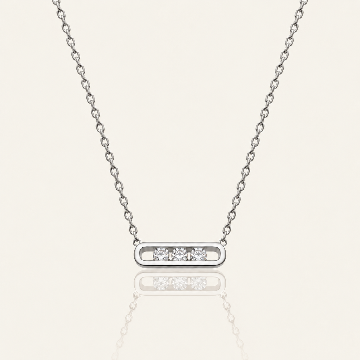 Silver Diamond Bar Necklace Messika
