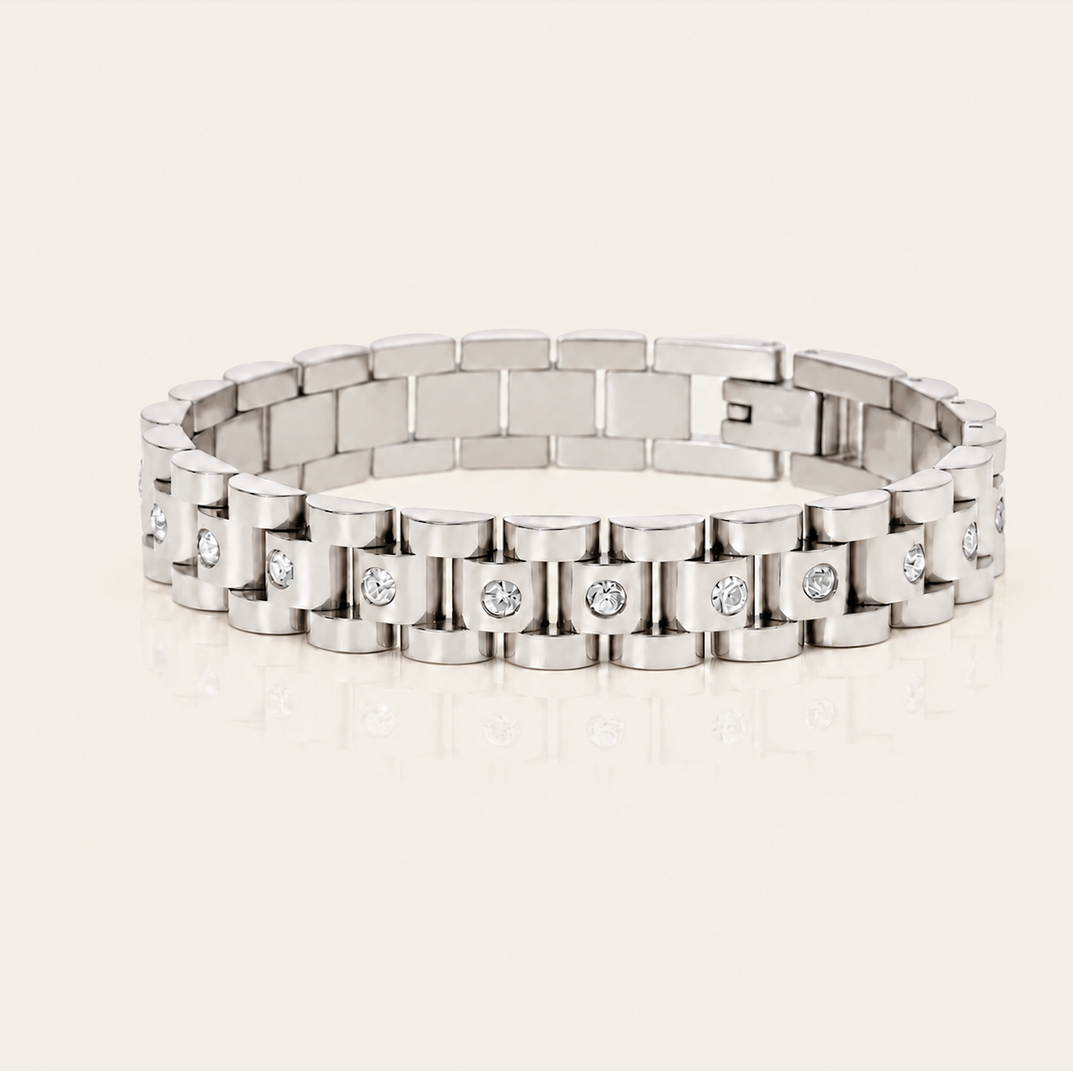 White Gold Link Bracelet 18K Gold Hypoallergenic Luxury 
