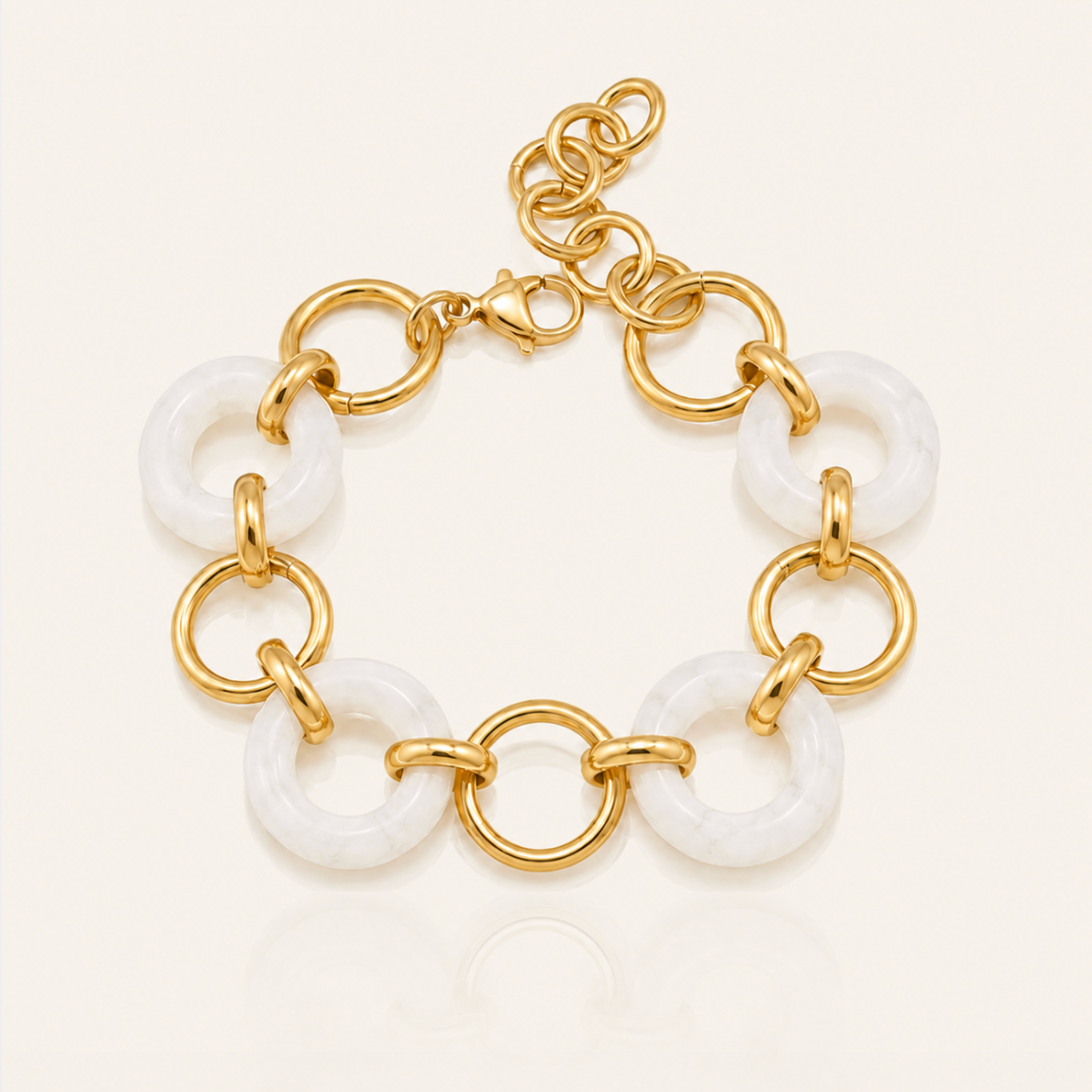 White marbled bracelet link bracelet 18k gold gifts for her